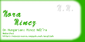 nora mincz business card